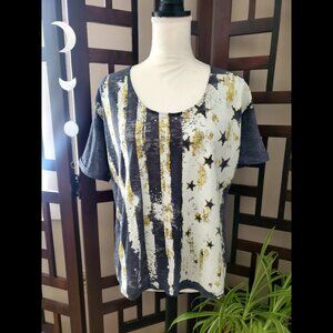 Belle du Jour AMERICA FLAG PRINT SHORT SLEEVE TOP (SIZE S)